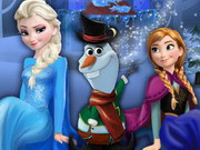 Elsa And Anna Building Olaf